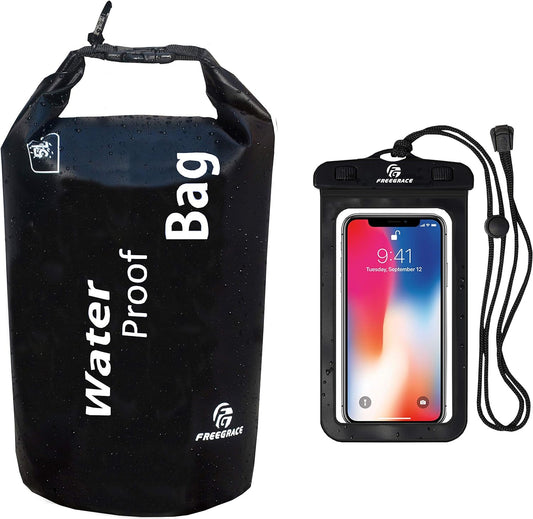 Lightweight Floating Dry Bag and Waterproof Phone Case Set, Double Zip-Lock Dry Sack for Water Sports, Rafting, Beach and Camping