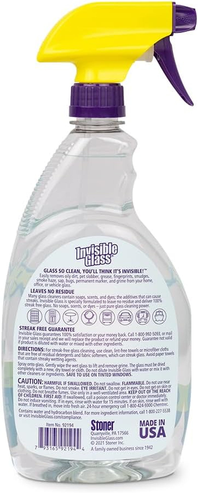 92194-4PK Premium Glass and Window Cleaner Spray – Cleans Glass, Windows, Mirrors, Shower Doors, and More – Streak-Free, Ammonia-Free, Tint-Safe – 32 Fl Oz (Pack of 4)
