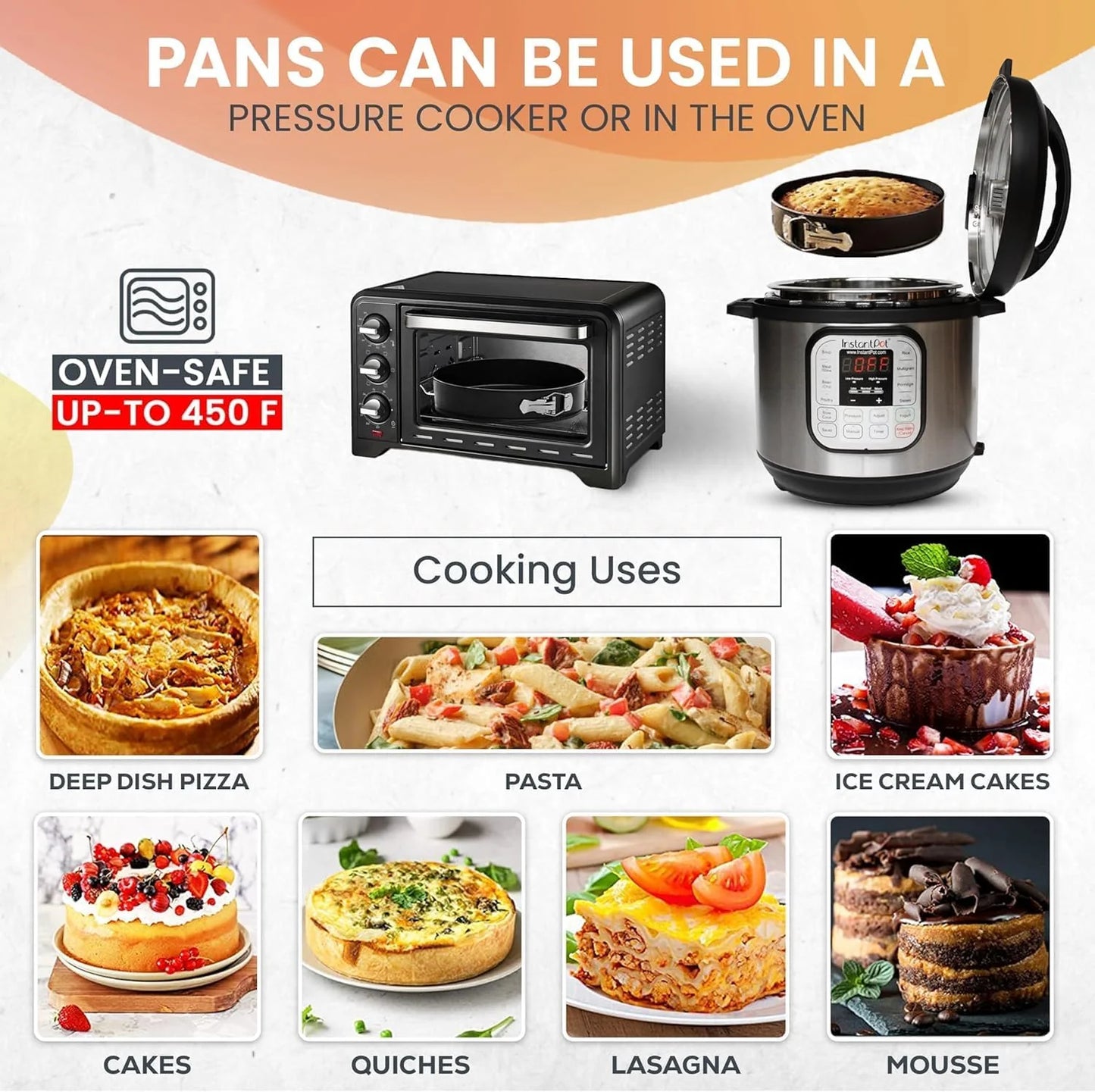 Non-Stick 6 Inch Cake Pan with Removable Bottom - Leakproof Springform Pan with 50Pcs Parchment Papers - Perfect for Cakes, Cheesecakes, and Compatible with 3 Qt Instant Pot - Bonus E-Book