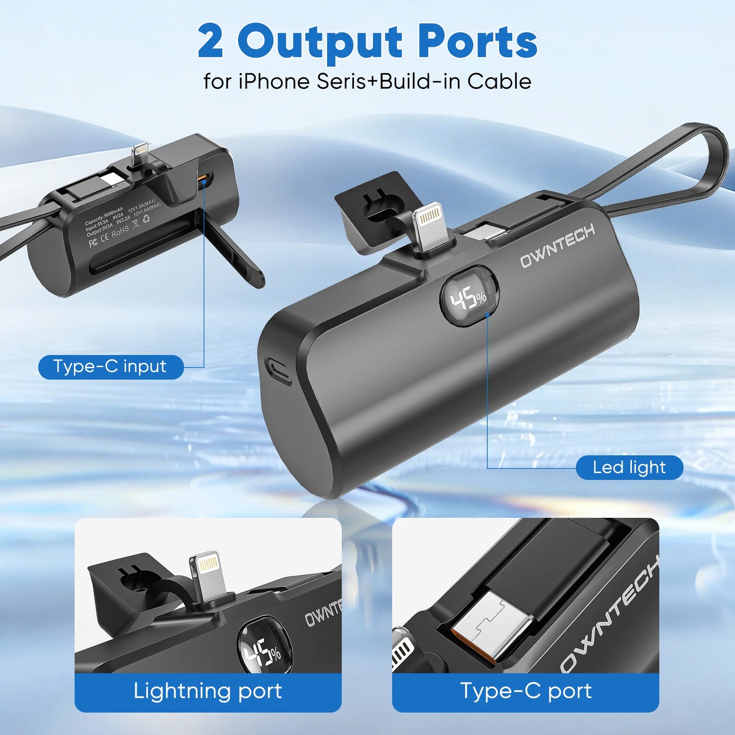 Portable Charger Power Bank for Iphone Android with LED Display 5000Mah Mini Fast Charger Battery Pack Compatible with Iphone 15/14/13/12