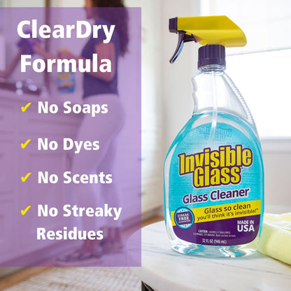 92194-4PK Premium Glass and Window Cleaner Spray – Cleans Glass, Windows, Mirrors, Shower Doors, and More – Streak-Free, Ammonia-Free, Tint-Safe – 32 Fl Oz (Pack of 4)